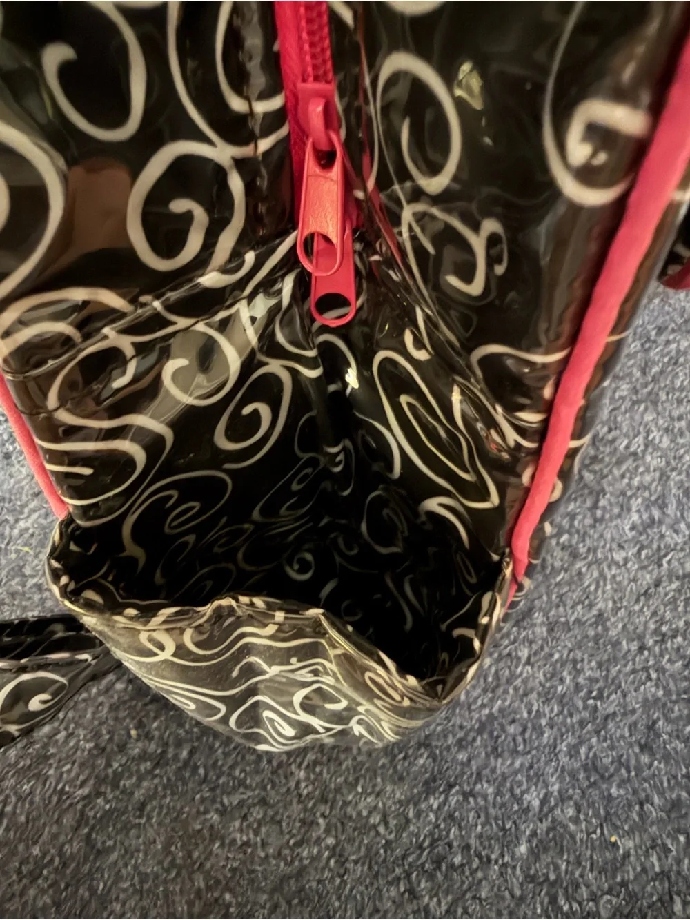 Kids Black Swirl Backpack with Pink Trim